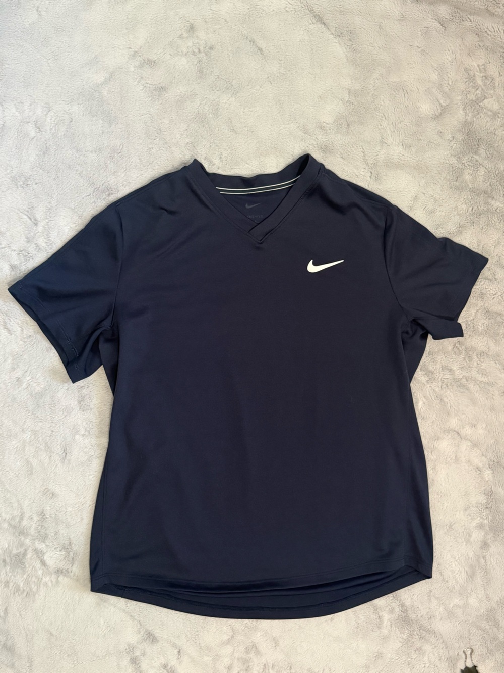 Nike Court Dri Fit Victory Tennis Top Navy Blue White Swoosh Medium